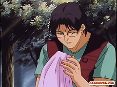 Busty hentai caught and brutally fucked by spider monster